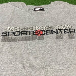 Vintage 00s ESPNSportsCenter Logo T-Shirt Heather Gray Size 2XL Y2K Sports